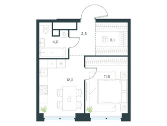 Планировка однокомнатной(квартира) площадью 36.9 квадратных метров в ЖК “ЖК Level Звенигородская”