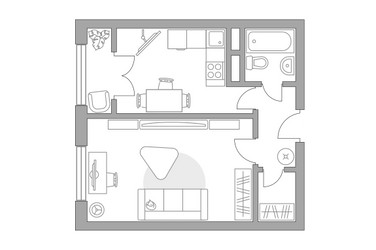 Планировка однокомнатной(квартира) площадью 38.39 квадратных метров в ЖК “ЖК Новая Рига”