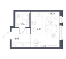 Планировка студии(квартира) площадью 25.82 квадратных метров в “ЖК Новое Видное”