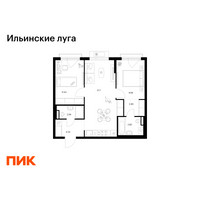 Планировка двухкомнатной(квартира) площадью 56.31 квадратных метров в “ЖК Ильинские луга”