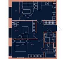 Планировка трехкомнатной(квартира) площадью 62.9 квадратных метров в “Квартал Эра”
