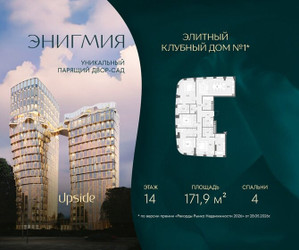 Планировка 4+ комнатной(квартира) площадью 171.9 квадратных метров в ЖК “Клубный дом Энигмия”