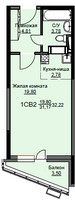 Планировка студии(квартира) площадью 32.5 квадратных метров в “ЖК Соболевка”