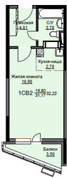 Планировка студии(квартира) площадью 32.5 квадратных метров в ЖК “ЖК Соболевка”