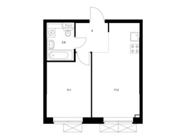 Планировка однокомнатной(квартира) площадью 35.9 квадратных метров в “ЖК Ильинские луга”