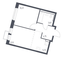 Планировка однокомнатной(квартира) площадью 34.08 квадратных метров в “ЖК Молжаниново”