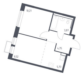 Планировка однокомнатной(квартира) площадью 34.08 квадратных метров в ЖК “ЖК Молжаниново”