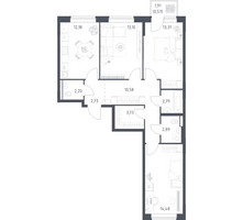 Планировка трехкомнатной(квартира) площадью 78.56 квадратных метров в “ЖК Новое Видное”