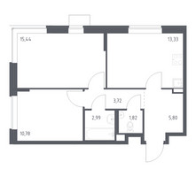 Планировка двухкомнатной(квартира) площадью 53.88 квадратных метров в “ЖК Подольские кварталы”