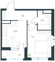 Планировка однокомнатной(квартира) площадью 32.8 квадратных метров в “ЖК Level Лесной”