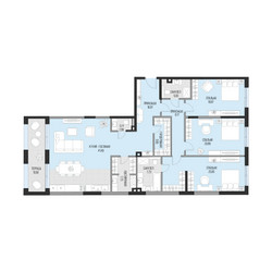 Планировка трехкомнатной(квартира) площадью 165.6 квадратных метров в ЖК “Клубный квартал Садовническая 69”