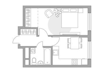 Планировка однокомнатной(квартира) площадью 35.74 квадратных метров в ЖК “ЖК Императорские Мытищи”