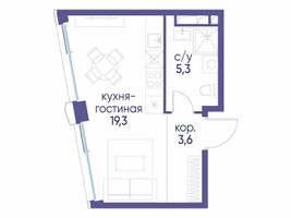 Планировка студии(квартира) площадью 28.22 квадратных метров в “ЖК Остров”