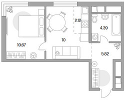 Планировка двухкомнатной(квартира) площадью 33 квадратных метров в “ЖК Аникеевский”