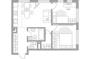 Планировка трехкомнатной(квартира) площадью 61.17 квадратных метров в “ЖК Гранель Коломенское”