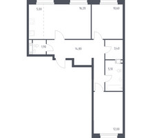 Планировка двухкомнатной(квартира) площадью 68.8 квадратных метров в “ЖК ЭкоБунино (Южное Бунино)”