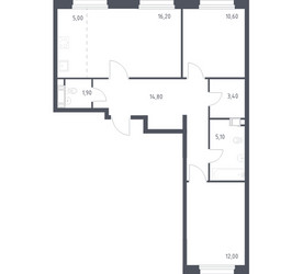 Планировка двухкомнатной(квартира) площадью 68.8 квадратных метров в ЖК “ЖК ЭкоБунино (Южное Бунино)”