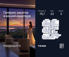 Планировка трехкомнатной(квартира) площадью 78.7 квадратных метров в “Архитектурный проект ЮТУ”