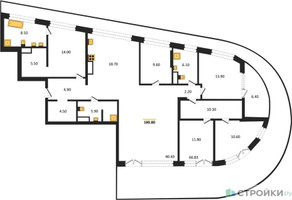 Планировка 4+ комнатной(квартира) площадью 180.8 квадратных метров в “ЖК Остров”