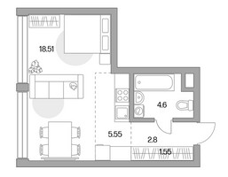 Планировка студии(квартира) площадью 33.01 квадратных метров в “ЖК MYPRIORITY Mnevniki (Май Приорити Мневники)”