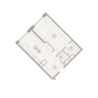 Планировка двухкомнатной(апартаменты) площадью 50.8 квадратных метров в “ЖК D'ORO MILLE (Доро Милле)”