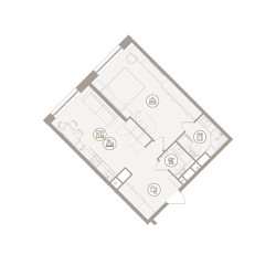 Планировка двухкомнатной(апартаменты) площадью 50.8 квадратных метров в ЖК “ЖК D'ORO MILLE (Доро Милле)”