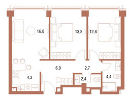 Планировка двухкомнатной(квартира) площадью 63.4 квадратных метров в “ЖК Symphony 34 (Симфония 34)”