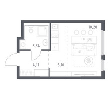 Планировка студии(квартира) площадью 22.81 квадратных метров в “ЖК Пригород Лесное”