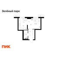 Планировка однокомнатной(квартира) площадью 28.2 квадратных метров в “ЖК Зеленый парк”