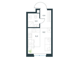 Планировка студии(квартира) площадью 21.2 квадратных метров в “ЖК Level Мичуринский”