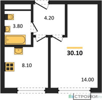 Планировка однокомнатной(квартира) площадью 30.1 квадратных метров в “Лесная Коллекция”