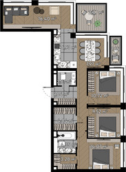 Планировка 4+ комнатной(квартира) площадью 97.1 квадратных метров в ЖК “ЖК Квартал Серебряный бор”