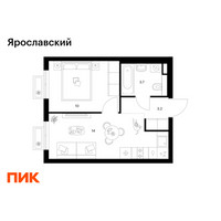 Планировка однокомнатной(квартира) площадью 30.9 квадратных метров в “ЖК Ярославский”