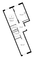 Планировка двухкомнатной(квартира) площадью 64.9 квадратных метров в “ЖК Переделкино Ближнее”