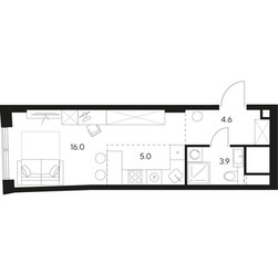 Планировка студии(квартира) площадью 29.5 квадратных метров в ЖК “ЖК Нексус от Аквилон”