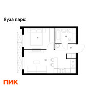 Планировка однокомнатной(квартира) площадью 32.2 квадратных метров в “ЖК Яуза Парк (Мытищи)”