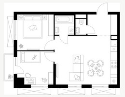 Планировка двухкомнатной(квартира) площадью 52.9 квадратных метров в “ЖК Мичуринский Парк”