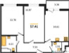 Планировка двухкомнатной(квартира) площадью 57.41 квадратных метров в “ЖК Светлый мир БиоПолис”