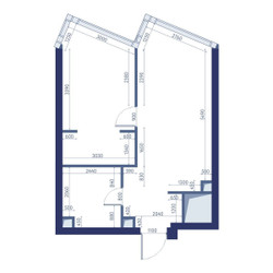 Планировка однокомнатной(квартира) площадью 45.9 квадратных метров в ЖК “ЖК ХАЙДАУТ”