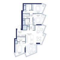 Планировка трехкомнатной(квартира) площадью 89.9 квадратных метров в “ЖК ХАЙДАУТ”