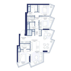 Планировка трехкомнатной(квартира) площадью 89.9 квадратных метров в ЖК “ЖК ХАЙДАУТ”