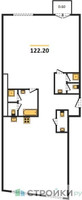 Планировка двухкомнатной(квартира) площадью 122.2 квадратных метров в “ЖК Тессинский, 1”