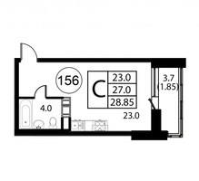Планировка студии(квартира) площадью 28.9 квадратных метров в “ЖК Космос”