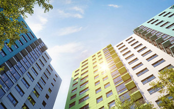 Вид снизу на ЖК «Южное Видное»