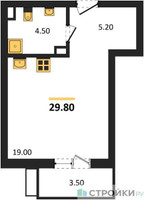 Планировка студии(квартира) площадью 29.8 квадратных метров в “Павлово 3”