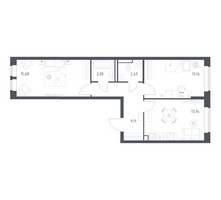 Планировка двухкомнатной(квартира) площадью 57.01 квадратных метров в “ЖК Большое Путилково”