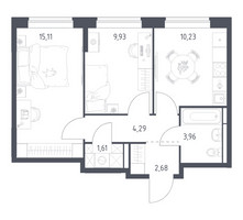 Планировка двухкомнатной(квартира) площадью 47.81 квадратных метров в “ЖК Богдановский Лес”