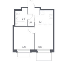 Планировка однокомнатной(квартира) площадью 32.92 квадратных метров в “ЖК Новое Внуково”