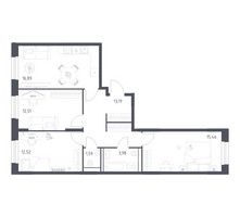 Планировка трехкомнатной(квартира) площадью 76.14 квадратных метров в “ЖК Квартал Строгино”
