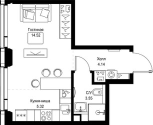 Планировка студии(квартира) площадью 27.53 квадратных метров в ЖК “ЖК СЕТ”